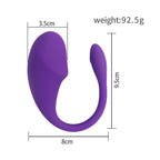 Massageador Plaisir Roxo, detalhe técnico wearable e discreto. Design ergonômico com controle via app, 9.5cm altura.